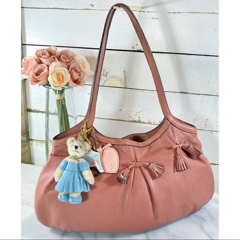 Anya Hindmarch Pink Leather Tassel Shoulder Bag